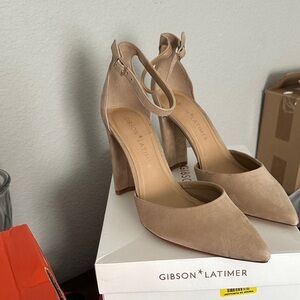 Gibson Latimer Beige Ankle Strap Heels